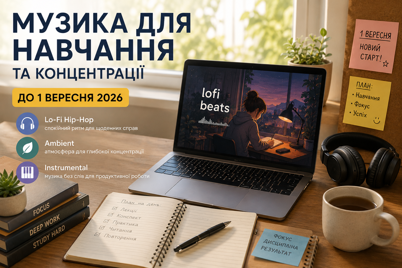 Продуктивний старт: яку музику слухати для навчання та концентрації до 1 вересня